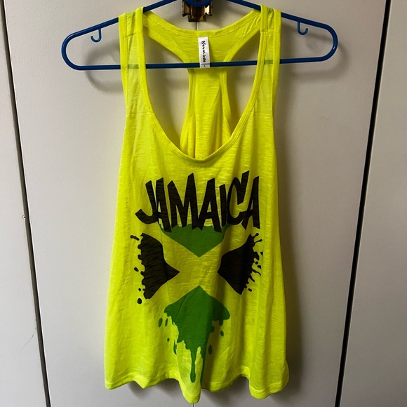 Neon Yellow Jamaica Graphic Tank Top - Picture 1 of 3